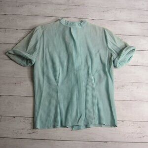 Terry Chicago Vintage Women's Pleated Blouse Top Size S MCM Short Sleeve USA